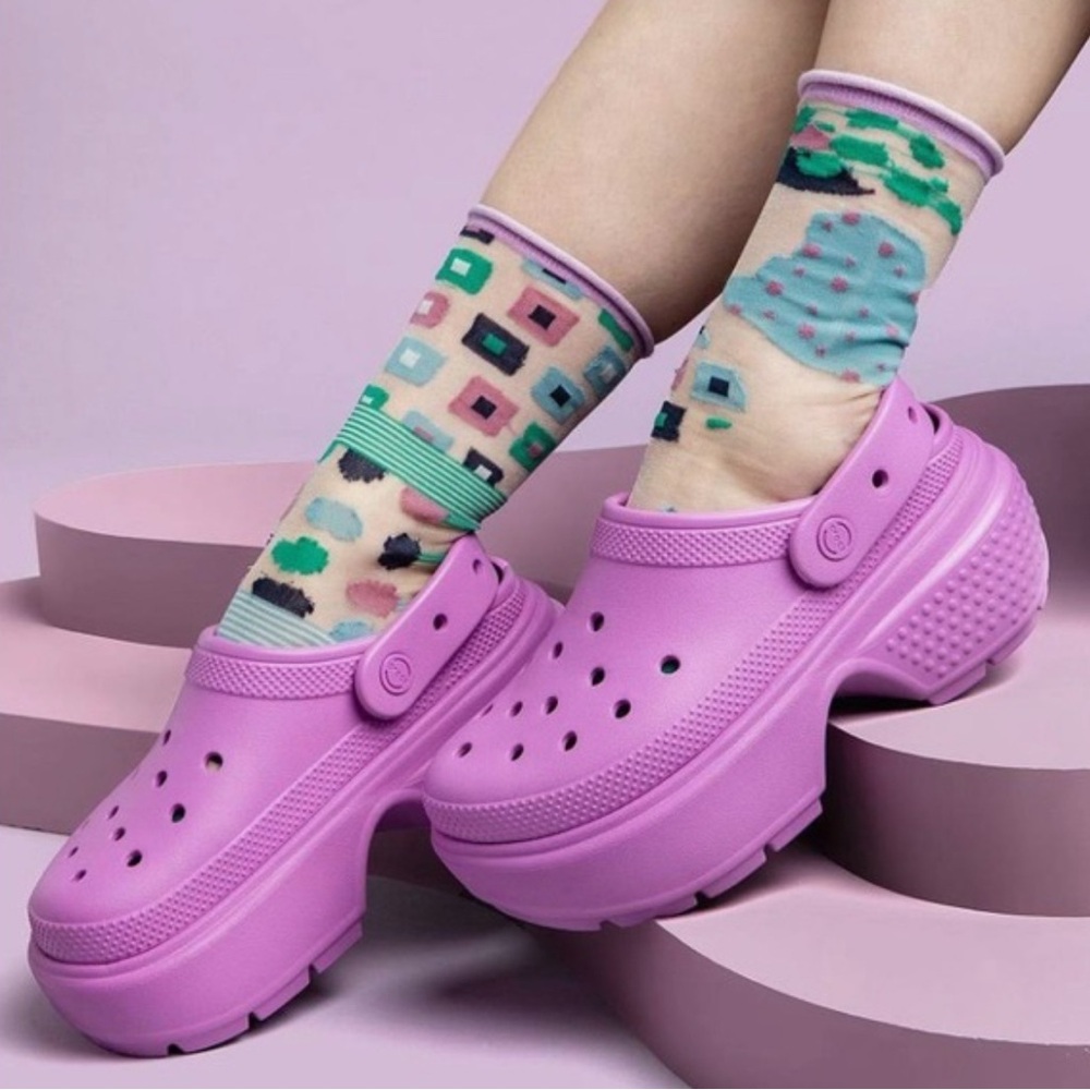CROCS Platform Clogs in Lavender Purple